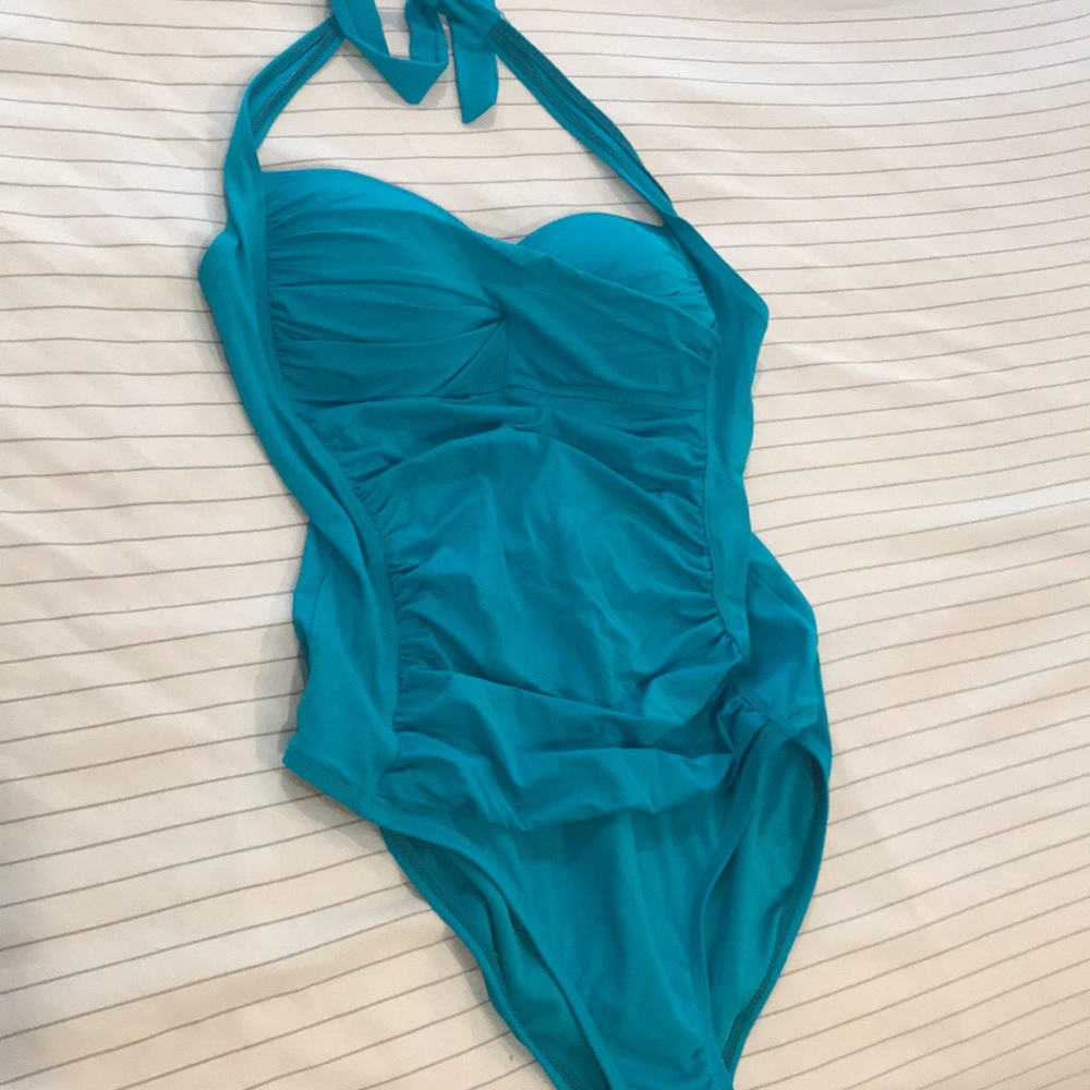 Liz Claiborne one piece turquoise swimsuit